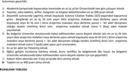 Profesörlük Başvurusu İçin Gereken Şartlar